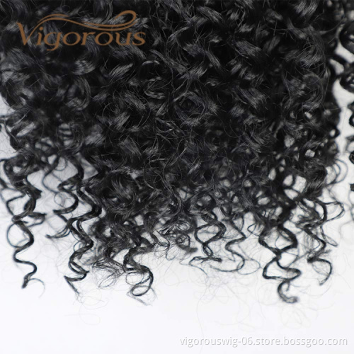 Vigorous Hot Selling Wholesale Fluffy Kinky Curly Heat Resistant Fiber Machine Made Drawstring Synthetic Ponytail Hair Extension
